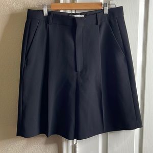 Pleated black dress shorts